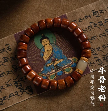 Natural Tibetan-Style Yak Bone Bracelet with Jade-like Aged Material, Buddhist Prayer Beads Gift for Men, Collectible Old-Style Beads Women's Prayer Necklace