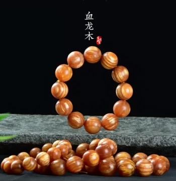 Imperial Blood Dragon Wood High Oil High Density Straight Grain Fully Translucent Snow Dragon Amber Wood Men's 108-Bead Prayer Bracelet