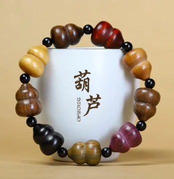Sandalwood Multi-Treasure Fortune Gourd Bracelet Handchain Original Play Prayer Beads Temple Best-Seller Collectible Jewelry Gift