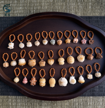 Hand-Braided Bodhi Root & Peach Wood Charms - DIY Spacer Beads for Collectible Prayer Bracelets
