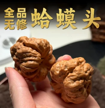 Shanzhongyu Cultural Play Walnuts, Golden Toad Frog Head, Perfect Unrepaired Yanqing Premium Collector-Grade Wild Birthday Gift for Men