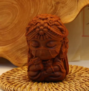 Thuja Wood Carving New Style Loulan Beauty Cultural Artifact Display Craft Hand-Held Piece, Home Decor Ornament Artwork Table Topper