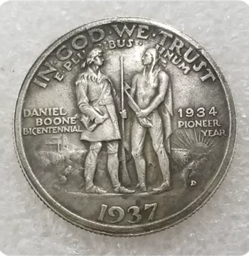 Pure Handcrafted Retro Distressed Alloy Replica Prop Antique Craft USA 1937-D Commemorative Coin Silver Dollar