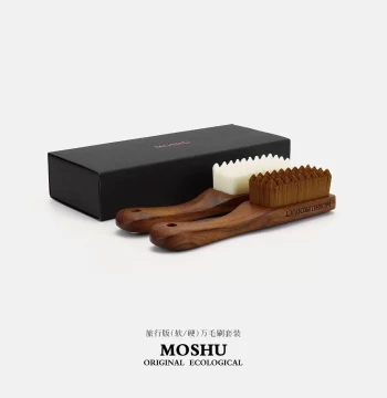 MOSHU Ink Tree [Travel Edition 10,000-Bristle Brush] Vajra Bodhi Walnut Care Set with Soft and Hard Wenwan Brushes