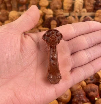 Taihang Thuja Wood Carved Lotus Ruyi Handheld Piece Cultural Play Portable Play Piece Solid Wood Home Decor Peace Ornament