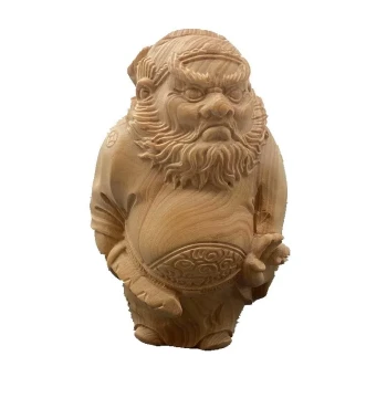 Fast Shipping Small Leaf Boxwood Carving Thuja Handheld Piece, Heavenly Master Zhong Kui Statue, Figure Handheld Play Cultural Play Solid Wood Craft