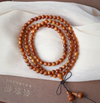 Natural Aged Thuja Sutchuenensis 108-Bead Buddhist Prayer Bead Chain Bracelet, Unisex Collectible Thuja Wood Jewelry Gift