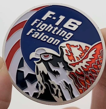 In Stock US Fighter Jet F16 Helicopter Silver-Plated Falcon Commemorative Coin, Collectible Coin, Gold Coin, Aircraft Commemorative Coin