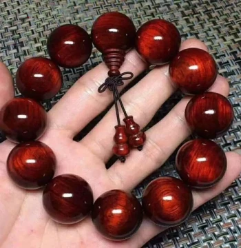 Natural High-Density Red Sandalwood Aged Wood Bracelet, Small-Leaf Red Sandalwood Old Material Meditation Beads, Unisex Collectible Jewelry