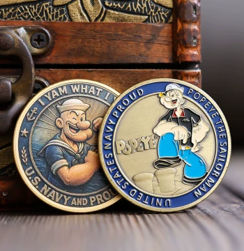Popeye Comic USA Metal Commemorative Coin Vintage Distressed Color Print Bronze Collectible Relief Coin Gift