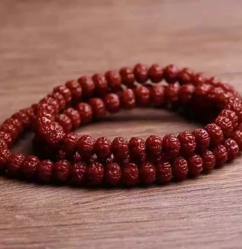 108-Piece Machine-Brushed Small Vajra Bodhi Bracelet with Patina and Jade-like Finish – Men's Cultural Play Buddhist Beads Single-Loop Bracelet, Women's Necklace