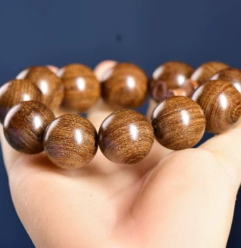 Authentic Golden Silk Sandalwood Bracelet, Men's 2.0 Plain Bead Sandalwood Buddhist Beads, Women's 108-Bead Bracelet, Wenwan Solid Wood Prayer Beads