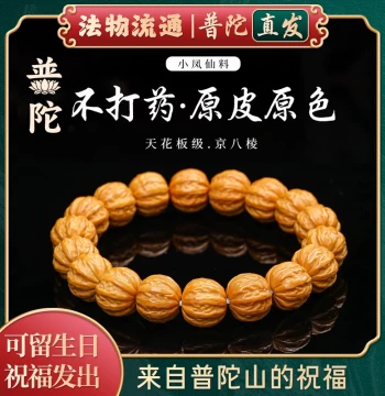 [Authentic Putuo Mountain] Monkey Head Carved Walnut Bracelet: Rich Man's Strand, Phoenix Feather Original Seeds, Single-Loop Wenwan Buddhist Beads for Men