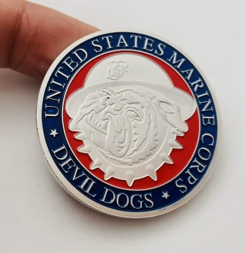 US Navy Devil Dog Silver-Plated Commemorative Medal: Collectible Keychain Pendant, Creative Coin Gift