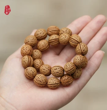 Natural Peach Wood and Peach Pit Bracelet for Women and Children, Shock-Resistant Protective Amulet, Men's Wild Small Peach Pit Wenwan Buddhist Beads
