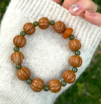 Youye Qingqing "Fortune Melon" Original Chinese Design Monkey Head Walnut Melon Bead Multi-Treasure Cultural Play Bracelet Gift for Men and Women