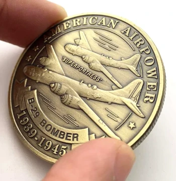 US B-29 Bomber Fighter Aircraft Patinated Bronze Coin, Air Force Interceptor Gold Commemorative Coin