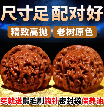 Wenwan Walnuts for Play and Polishing, Guanmao Four-Story Lion Head Hand Piece, Extra Large Hand Play Qilin Pattern Antique