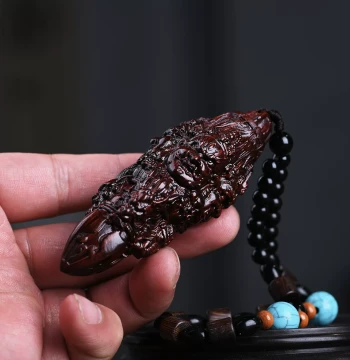 Thuja Arborvitae Vajra Pestle Four-Faced Buddha Six-Syllable Mantra Wood Carving Wenwan Handheld Piece Lightning-Struck Wood Buddhist Beads DIY Pendant Charm