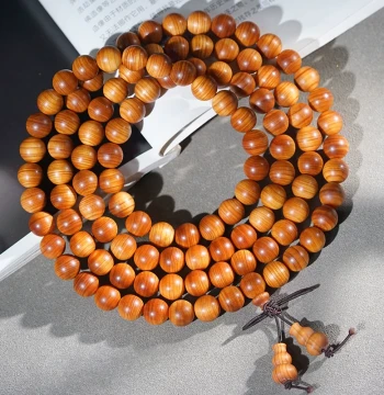 Taihang Black Oil Thuja Prayer Beads Bracelet Horizontal Grain Old Material High Oil Content Wood Strand Mala Men and Women Collectible 108 Beads