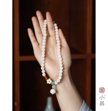 Xiao Chang Prayer Beads [Pure Heart] Natural Jade-like Bodhi Root Double-Loop Bracelet New Chinese Style Cultural Play Unisex Accessory
