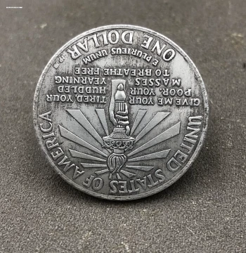 US 1906 Commemorative Coin Replica with Artificial Aging, Approx. 38MM Diameter, Liberty Head Loose Coin, Antique Silver Tone, Imitation Bronze Coin