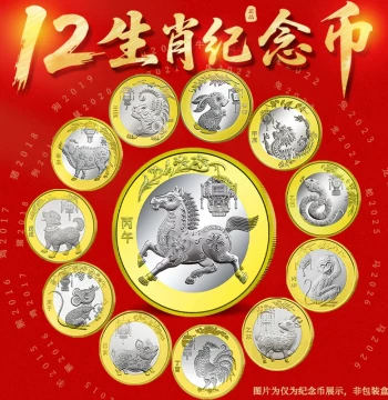 Second Series Chinese Zodiac Commemorative Coins - Horse, Snake, Dragon, Rabbit, Tiger, Ox, Rat, Pig, Dog, Rooster, Monkey, Goat 10 Yuan New Year Circulation Coins
