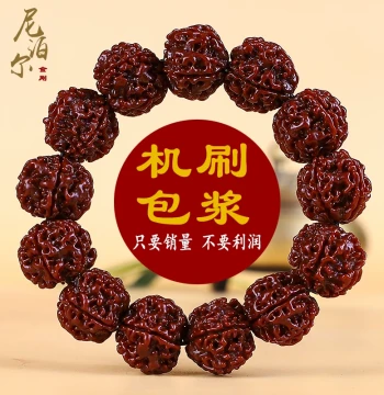 Nepalese Five-Petal and Six-Petal Rudraksha Bracelet, Explosive Flesh Double Dragon Pattern, Red Skin Jade-like Patina Buddhist Beads, Collectible Wristband