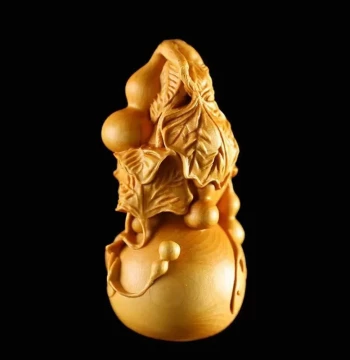 Thuja Wood Carved Hand Piece, Multi-Seed Gourd Carving Craft Gift Ornament, Solid Wood Playable Hanging Decor, Wenwan Gift Gourd