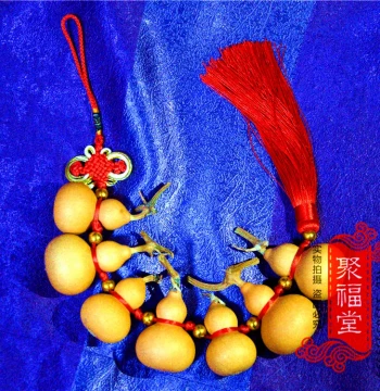 Premium Wenwan Handheld Natural Genuine Wood Gourd String Hanging Ornament Living Room Entrance with Dragon Head Small Treasure Gourd Craft
