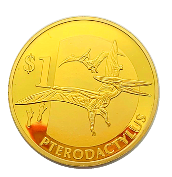 US Pterosaur Dinosaur Gold-Plated Tooth Fairy Gift Coin, Creative Commemorative Coin for Play and Children's Collectible Medal
