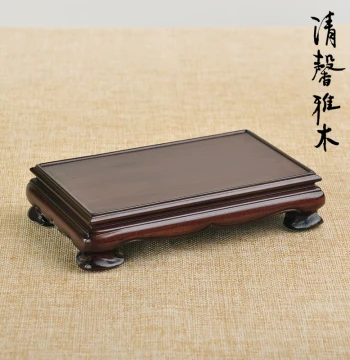 Redwood Jade Strange Stone Seal Display Stand - Solid Wood Ming-Style Square Planter Base for Teapots, Chinese Style Wooden Mount