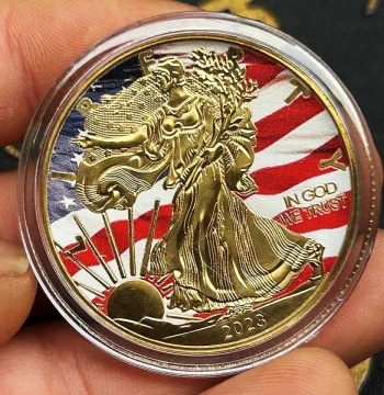 2023 US Statue of Liberty Colorful Gold-Plated Commemorative Coin – Creative Collectible Craft Coin for Handling