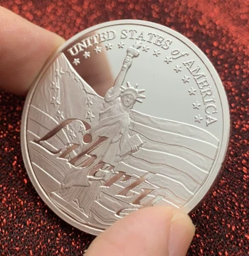 American Statue of Liberty Silver-Plated Commemorative Medal Craft Single Hand Polishing Creative Coin Ornament Coin Gold Coin Commemorative Coin