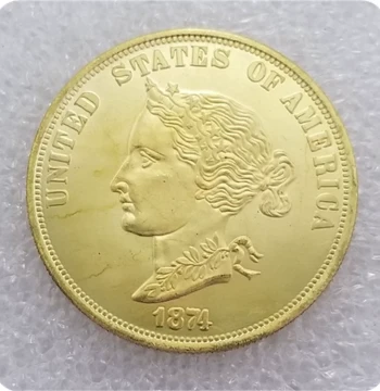 Pure Handcrafted Retro Distressed Alloy Replica Prop Craft, American USA 1874 Foreign Commemorative Coin