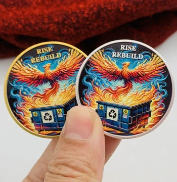 US Fire Phoenix Rising Gold-Plated Color-Printed Commemorative Medal Decorative Play Craft Gift Coin Souvenir