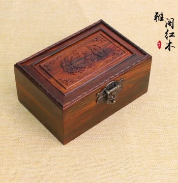 Jewelry Box Solid Wood Carved Vintage Small