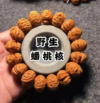 Wild Flat Peach Nut Bracelet, Short Stature Yellow Skin Deeply Cleaned Small Walnuts, Wenwan Bodhi Bracelet for Men and Women, Peach Nut Buddhist Beads