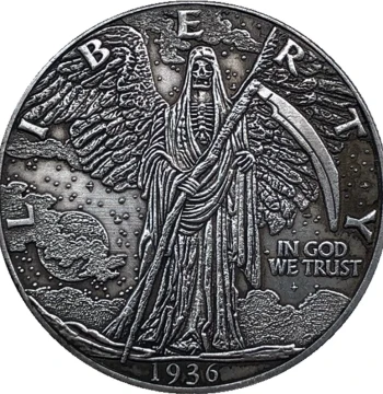 Distressed 1936 American Coin, Brass Silver-Plated Antique Craft, Foreign Commemorative Coin for Wholesale and Collection