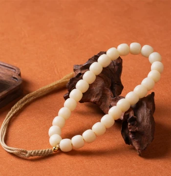 Pure Handmade Natural Bodhi Root Bracelet, Hand-Held Prayer Beads for Men and Women, Niche Collectible Literary Style 18-Bead Strand
