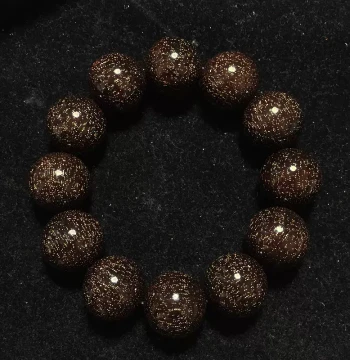 Authentic Full Gold Star Indian Small-Leaf Red Sandalwood Bracelet 2.0: Unisex Old Material 8mm 108 Buddhist Beads Bracelet 20mm