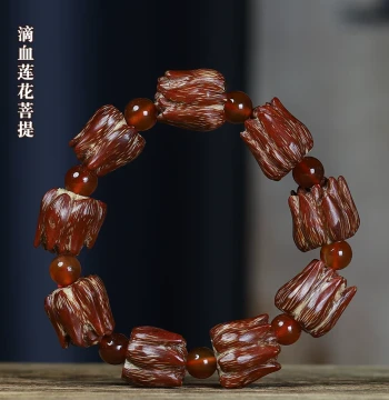 Blood-Dripping Lotus Bodhi Bracelet Wild Pineapple Men's and Women's Raw Seed Buddhist Beads Wenwan Prayer Beads Bracelet Handheld Accessory
