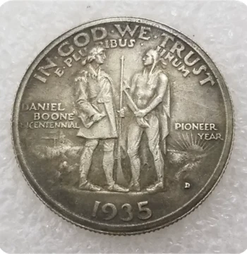 Handcrafted Retro Alloy Replica Prop, Artificially Aged Antique Craft, USA 1935-D Commemorative Silver Dollar