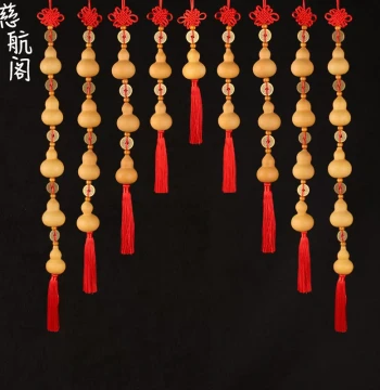 Natural Gourd Pendant for Living Room and Bathroom, Gourd Door Curtain, Entryway Decorative Curtain, Collectible Real Gourd Door-to-Door Curtain