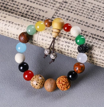 18-Seed Multi-Gem Bracelet, Bodhi 18-Seed Buddhist Beads Jewelry, Star-Moon Collectible Unisex Bracelet, Livestream Best-Seller