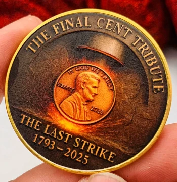 1793-2025 US Lincoln Gold-Plated Color-Printed Commemorative Medal: Decorative Ornament, Hanging Pendant, Gift Coin, Commemorative Coin