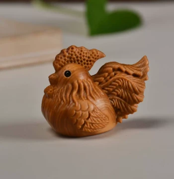 Thuja Wood Large Rooster Carving, Chinese Zodiac Hand-Held Piece, Animal Chicken Small Ornament, Wenwan Craft Hand-Held Item
