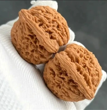 Collectible Peach Pit Four-Seat Tower Lion Head Wang Yong Qilin Guanzhao Practice Walnuts, Pair of Wild Walnut Style Handpieces for Palming