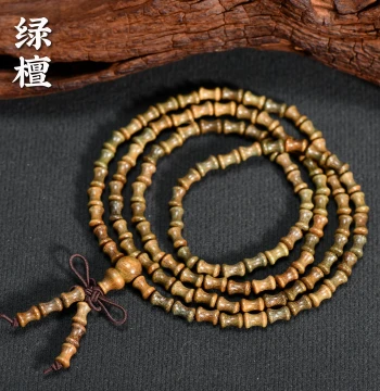 African Small-Leaf Red Sandalwood and Ebony Buddhist Prayer Beads Bracelet, Bamboo Style Wenwan Mala, Handheld or Necklace Wood Strand