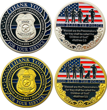 In Stock: US Guardian Police Gold-Plated Commemorative Medal, Striped Flag Gold Coin, Collectible Craft Coin for Handling